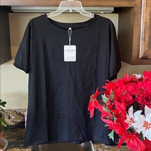 Oversized Solid Black Top New